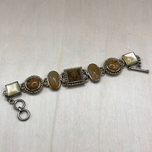 WK WHITNEY KELLY SIGNED STONE/GEMSTONE STERLING SILVER 925 BRACELET FINE JEWELRY